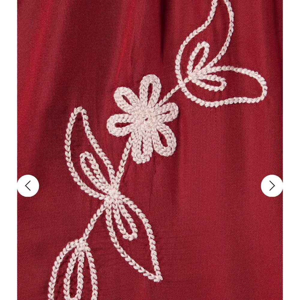 THE GREAT. Red Embroidered Button-Front Maxi Dress - Picture 4 of 8